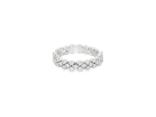 18K White Gold Flexible Ring with Diagonal Rows of Natural Round Diamonds